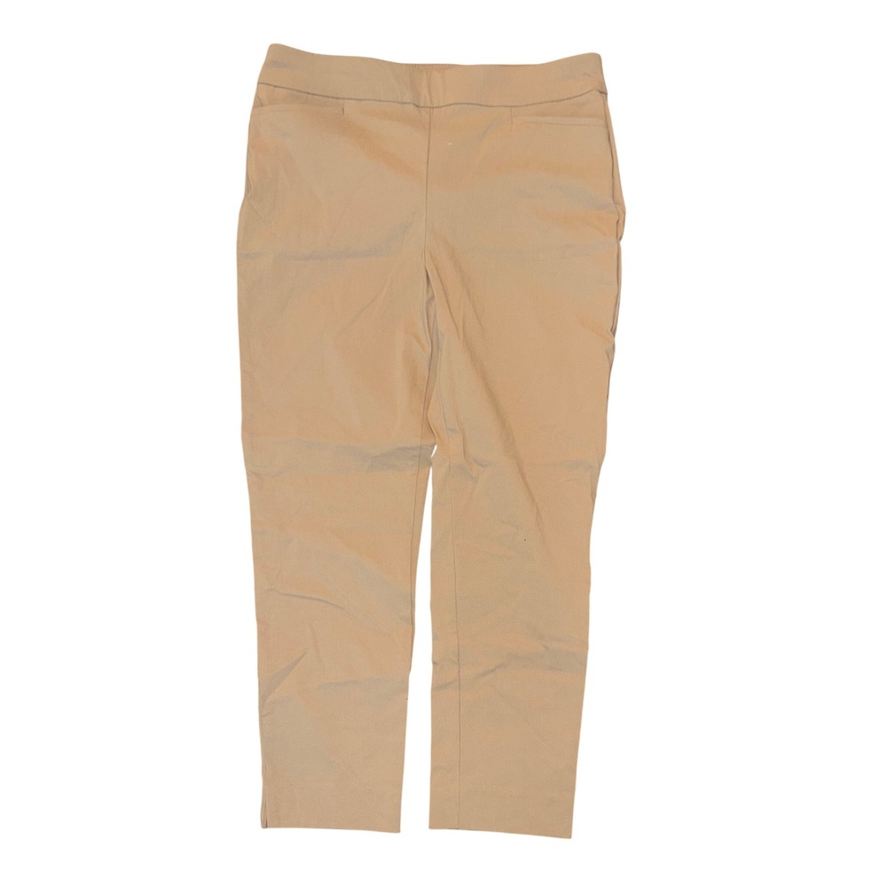 Chico's Pull On Ankle Pants 1.5R Tan Beige Business Casual Stretch Slim Leg
